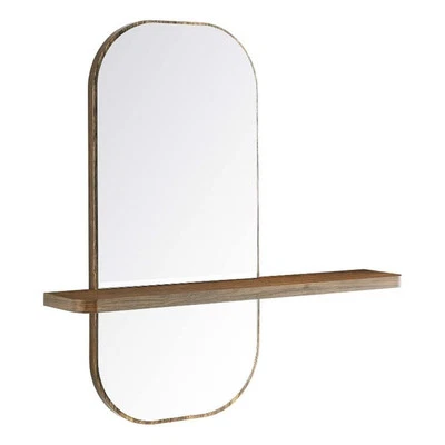 Modway Solstice Rectangular Modern Wood Mirror with Small Shelf in Walnut - Image 1 of 4