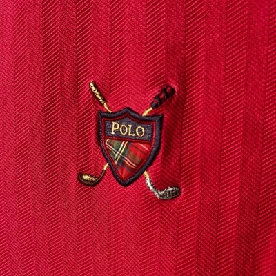 VTG Polo Golf Crest Ralph Lauren Herringbone Knit XL Red Cross Club Rib Trim - Image 1 of 4