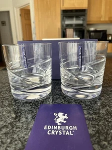 Edinburgh Crystal Eclipse Pattern Large Tumbler 12 Fl Oz Pair BNWT Boxed - Picture 1 of 4