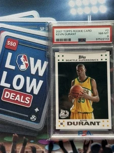 2007 Topps Rookie Card #2 Kevin Durant Sonics RC Rookie PSA 8 NM-MT Basketball - Picture 1 of 9
