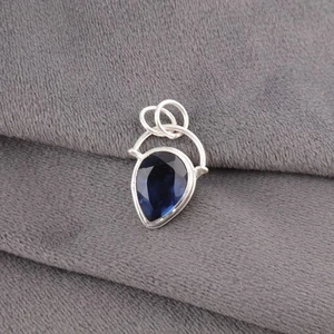 Sisters Day Deal Genuine London Blue Topaz Daughter Wedding Pendant 925 Silver - Picture 1 of 8