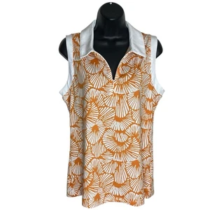 Tommy Bahama Golf Polo Shirt Womens L Sleeveless Tennis Pickleball UPF 50 Preppy - Picture 1 of 13