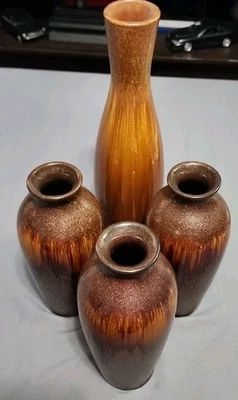 Elegant Expressions Grand Fluted Vases Mettalique Brown Metal 12" W/ 3 7.5"  - Image 1 of 4