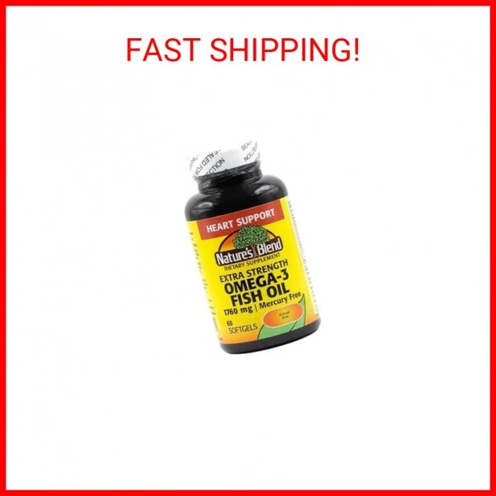 Aceite de pescado Nature's Blend 1760 mg Omega 3 fuerza extra - 60 cápsulas blandas Foto 1 de 1