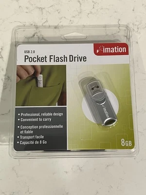 Brand New Imation Pocket Flash Drive, USB 2.0, 8GB, Ultra Small Smart - Image 1 of 4