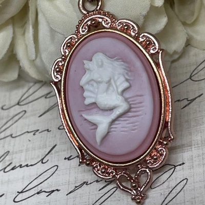 Colar de praia sereia náutica rosa camafeu ouro rosa joia de casamento aniversário - Imagem 1 de 4