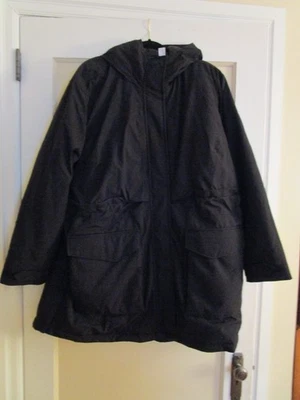 Duluth Trading Co. 女式黑色长冬季外套带帽约 2 倍(见测量值) — 第 1/4 张图片