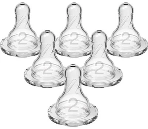 Dr. Brown’s Natural Flow Level 2 Narrow Baby Bottle Silicone Nipple 6 Pack - Picture 1 of 3