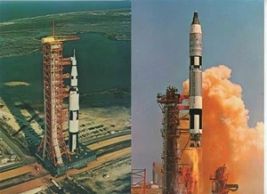 4 NASA Giant Postcards Kennedy Space Gemini Titan Atlas Mercury Apollo Saturn V - Picture 1 of 3