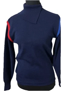 Vintage Mother Karen 100% Wolle Asymmetrischer Kragen Colorblock Pullover Gr. M - Bild 1 von 9