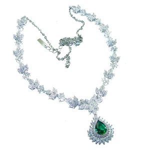 Colombian Emerald Necklace 11.2ct 925 Sterling Silver Handmade Statement - Picture 1 of 4