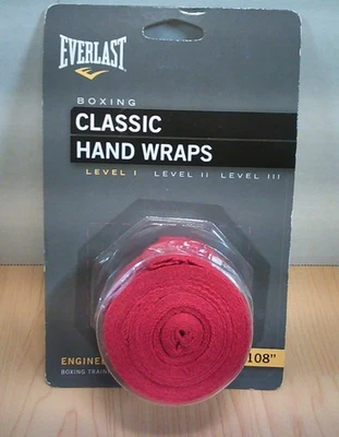 Everlast® Rojo CLÁSICO ENVOLTURAS DE MANOS para Boxeo y Entrenamiento MMA 108" Poli-Algodón - Nuevo en Paquete Foto 1 de 4