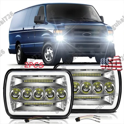 Faróis de LED 2 peças 5x7" 7x6 Hi/Lo para Ford E-100 E-150 E-250 E-350 Econoline Van - Imagem 1 de 4