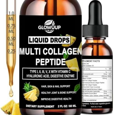Péptidos Multi Colágeno Tipo I, Ii, Iii, V, X Líquido Antienvejecimiento Piel, Cabello, Articulación Foto 1 de 4