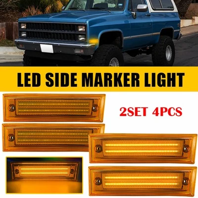 4X For Chevrolet K5 Blazer Suburban 1981-1991 Amber LED Bumper Side Marker Light — 第 1/4 张图片