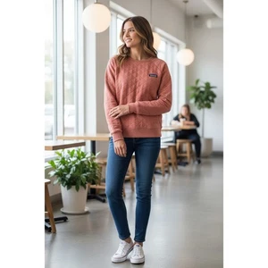 Patagonia Organic Cotton Quilted Pullover Crewneck Sweatshirt Coral Peach Gr. S - Bild 1 von 8