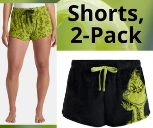 Dr. Seuss The Grinch Women's size XS 0-2 Minky Sleep Shorts, 2-Pack NEW - Picture 1 of 24