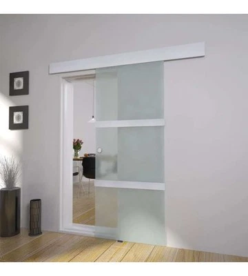 Porta Scorrevole in Vetro e Alluminio 178 cm Argento - Immagine 1 di 4