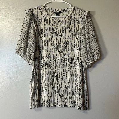 Para mujer Simply Vera manga corta con volantes abullonados talla grande blanco con puntos multicolores Foto 1 de 4