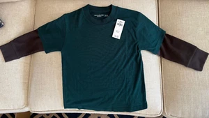 NEW ABERCROMBIE & FITCH KIDS 5/6 Boys Long Sleeve Tee T Shirt Green and Black - Picture 1 of 3