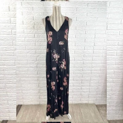 Some Days Lovin Black Pink Floral Sleeveless Jumpsuit Size Medium - Image 1 of 4