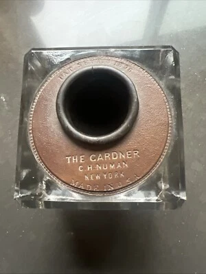 ✨ Gardner чернильница C.H.Numan Нью-Йорк c.1896 сделано в США кожаный топ - Изображение 1 из 4