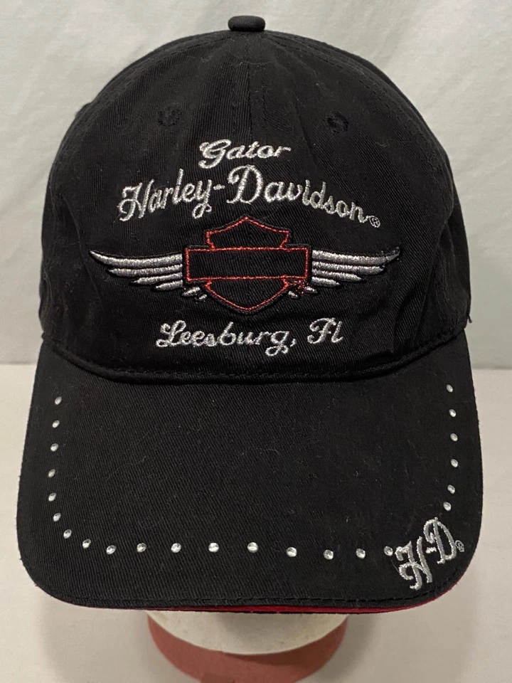 Nuevo de Colección Harley Davidson Negro Plata Estrás Camionero Sombrero Motociclista Motocicleta Foto 1 de 4