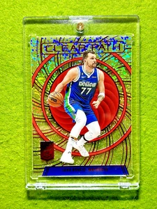 Luka Doncic WHITE SPARKLE PRIZM CLEAR CARD ASIA RED SSP 2023 Elite CLEAR PATH SP - Picture 1 of 24
