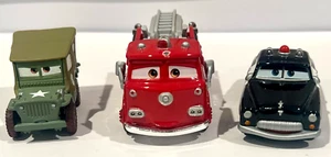 Disney Pixar Cars Sheriff, Red (*had chip on head*) , & Sarge Die-cast Vehicles - Picture 1 of 13