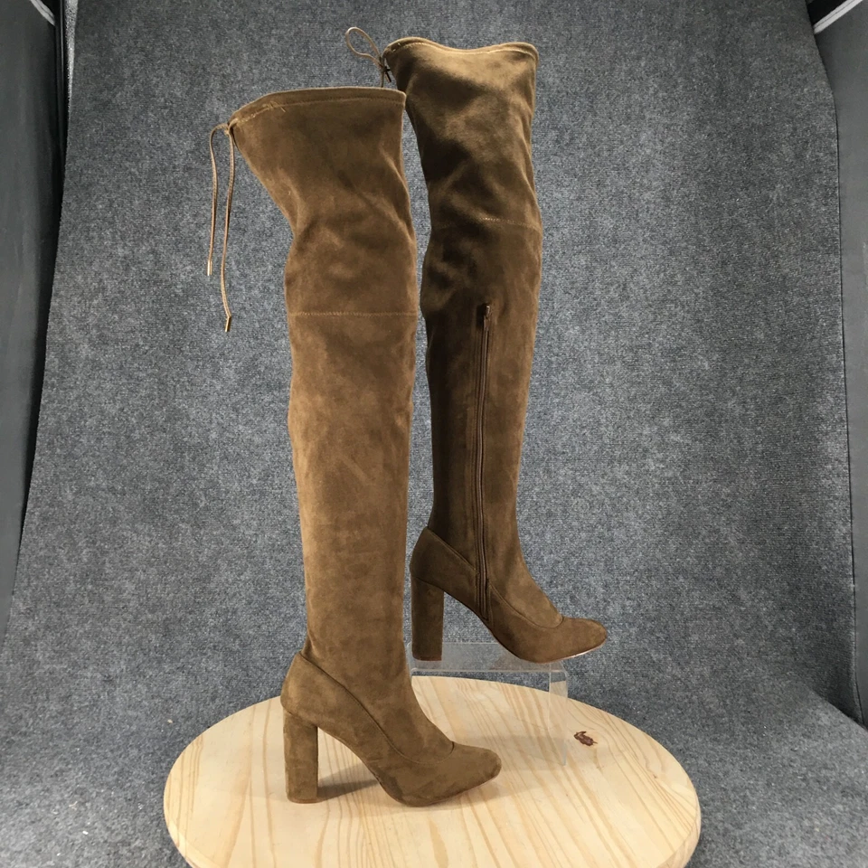 Botas Liliana para mujer 10 Kenzy por encima de la rodilla verdes punta redonda informales tacones en bloque Foto 1 de 4