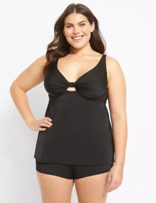 LANE BRYANT CACIQUE NATACIÓN NEGRO NUDO CON AROS DELANTERO TANKINI TOP TALLA 40D Foto 1 de 4