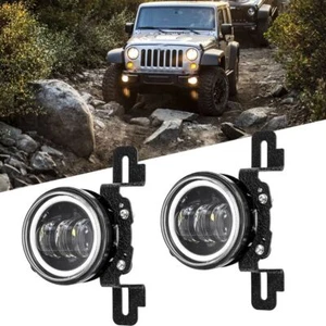 4" LED Fog Lights DRL Driving Lamp + Mount Bracket For Jeep Wrangler JK 13-18 - Imagen 1 de 12
