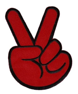 be33★Victory Handmark Peace parche planchar imagen para planchar parche 7,3 x 9,5 cm - Imagen 1 de 1
