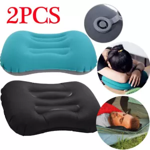 2pcs Inflatable Camping Pillow Portable Large Travel Cushion Back Neck Support  - Picture 1 of 9