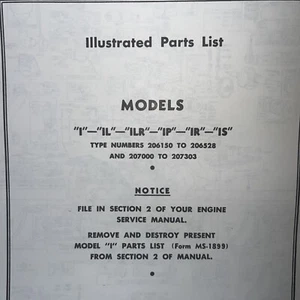 Lista de piezas ilustradas Briggs Stratton de colección modelos I a IS 206150-207303 - Imagen 1 de 2