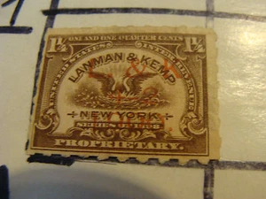 REVENUE TAX STAMP: 1898 LANMAN & KEMP, NEW YORK, 1 1/4 cent - Picture 1 of 2