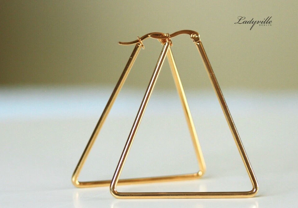 Ohrringe Triangel Creolen Edelstahl XXL große StatementOhrringe Geschenk Frau - Bild 1 von 4