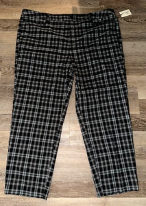 Terra & Sky Wear To Work Straight Leg Pants Black Gray Plaid Women's 24W - Picture 1 of 8