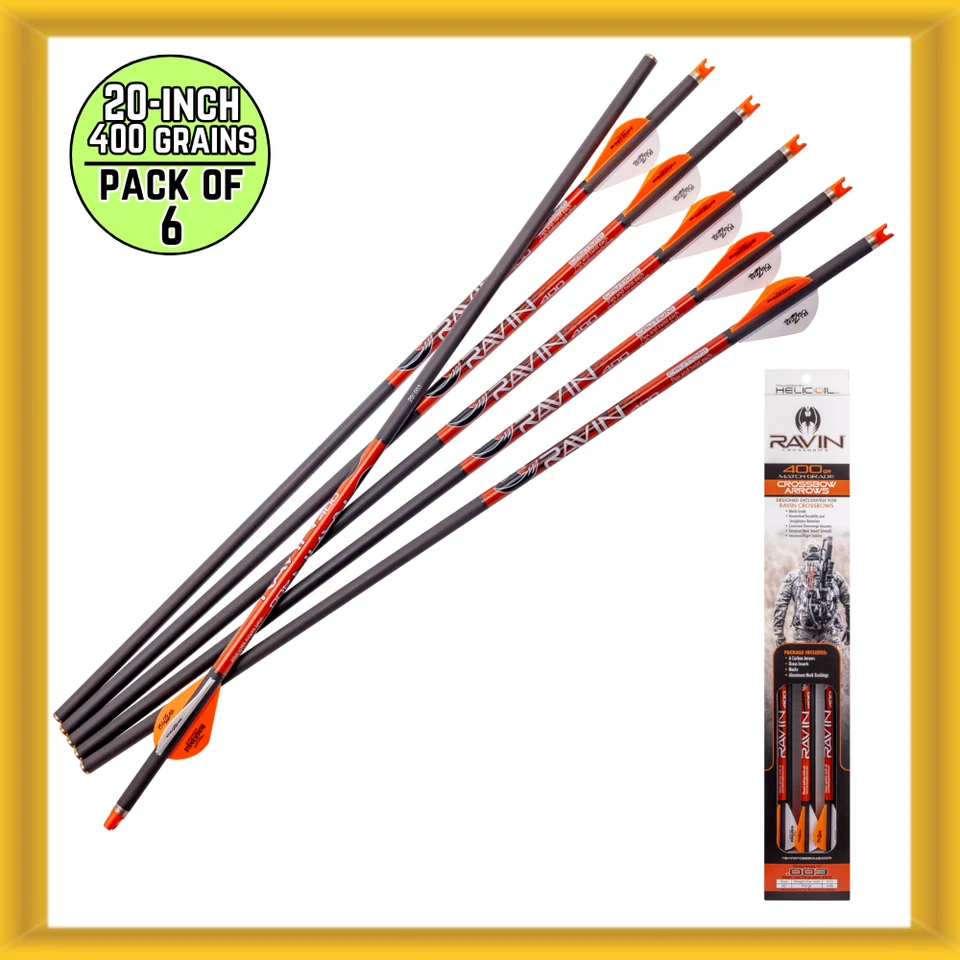Ravin R138 400 Grains .003 Straightness Tolerance 20" Crossbow Arrows (6 PACK)
