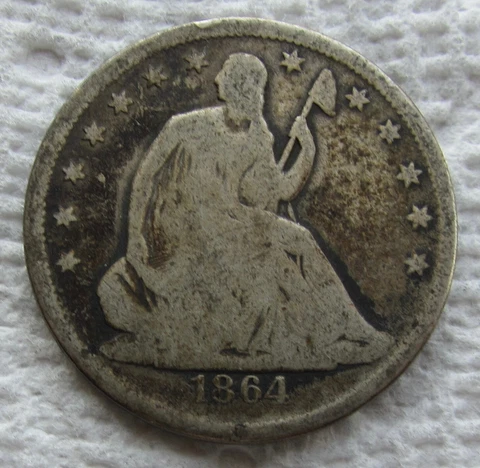 1864-S Seated Liberty Half Dollar Rare Key Civil War Date Good / VG Full Date Cover