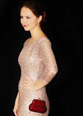 Bolso de hombro Judith Leiber Swarovski Crystal Chatelaine Minaudiere rojo rubí siam Foto 1 de 4