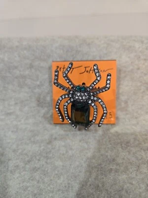 Anillo de cóctel araña BETSEY JOHNSON piedra verde/estrás talla 7,5 nuevo con etiquetas  Foto 1 de 4