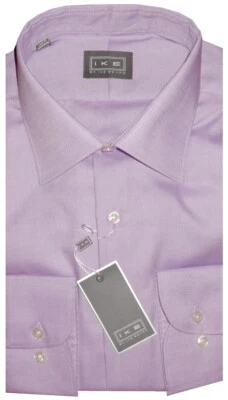 NUEVA CAMISA DE VESTIR IKE BEHAR 17 34/35 PARA HOMBRE CORTE CLÁSICO SUAVE LAVANDA TEJIDO DIAMANTE Foto 1 de 3