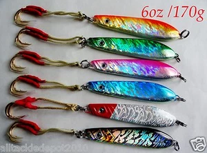 Knife Jigs 6 Pieces 6oz /170g Vertical Butterfly  Saltwater Fishing Lures - Picture 1 of 1