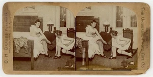 Female Prostitutes 1890 Brothel Sex Worker Stockings Legs Stereoview Photo 13984 - Picture 1 of 2