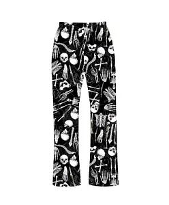 Women's Skull Bones Ribcage Skeletons Anatomy Pyjama Nightwear Lounge Pants Goth - Picture 1 of 3