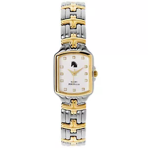 Malibu Polo Club Stainless Steel & 18k Yellow Gold Plated Diamond Tank White Dia - Picture 1 of 2
