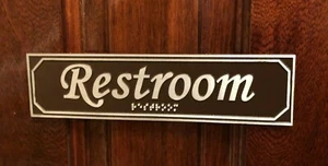 "Baño Braille: Serie Urban-Chic, letrero de aluminio 9 5/8"" X 3/16"" X 2 3/8" - Imagen 1 de 9