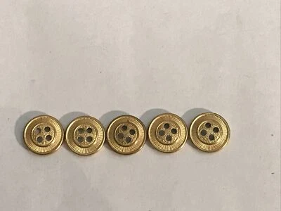 Lot Of (5) Brass Sunburst 4-Hole Blazer 5/8” Button Suits Coat Jacket A20 - Image 1 of 4