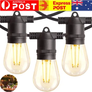 10M 10 Led Bulbs Outdoor Festoon String Lights Connectable Party Wedding Garden - Picture 1 of 10